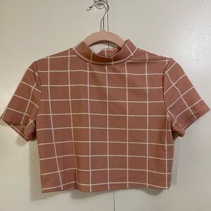 SHEIN Dusty Pink Grid Crop Top size Large